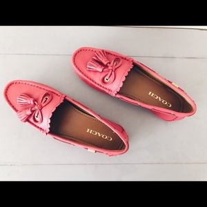 Raspberry Coach Tassel Loafers